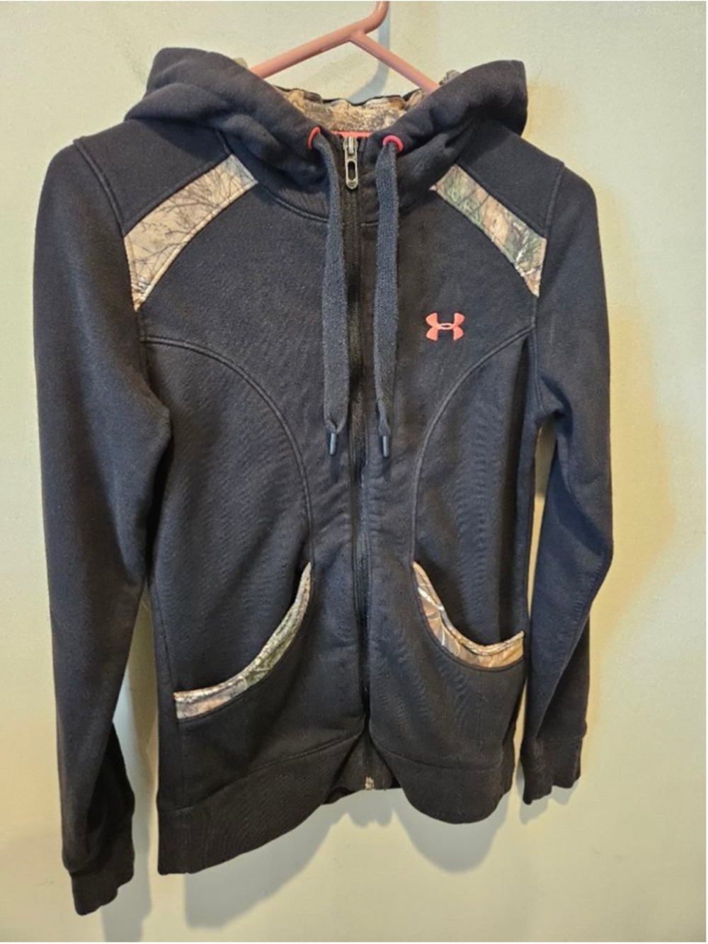 Women's Under Armour Black Camo Full Zip Storm Hoodie S